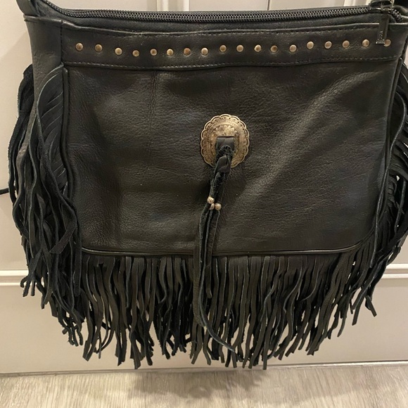Black Leather Fringe Bag (brand new) - Picture 1 of 3